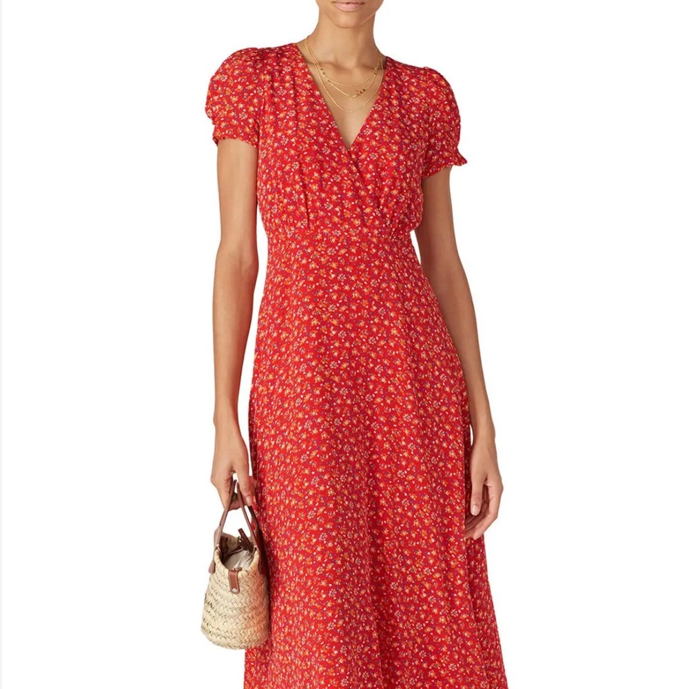 Madewell Magdalena Midi Dress 100% Silk Size 10